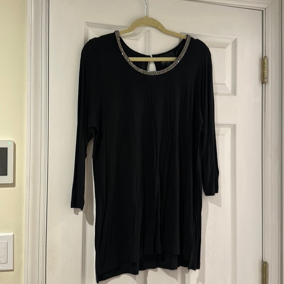 Cynthia Rowley Women size 1X  Black Jeweled Top/ tunic - Picture 3 of 10